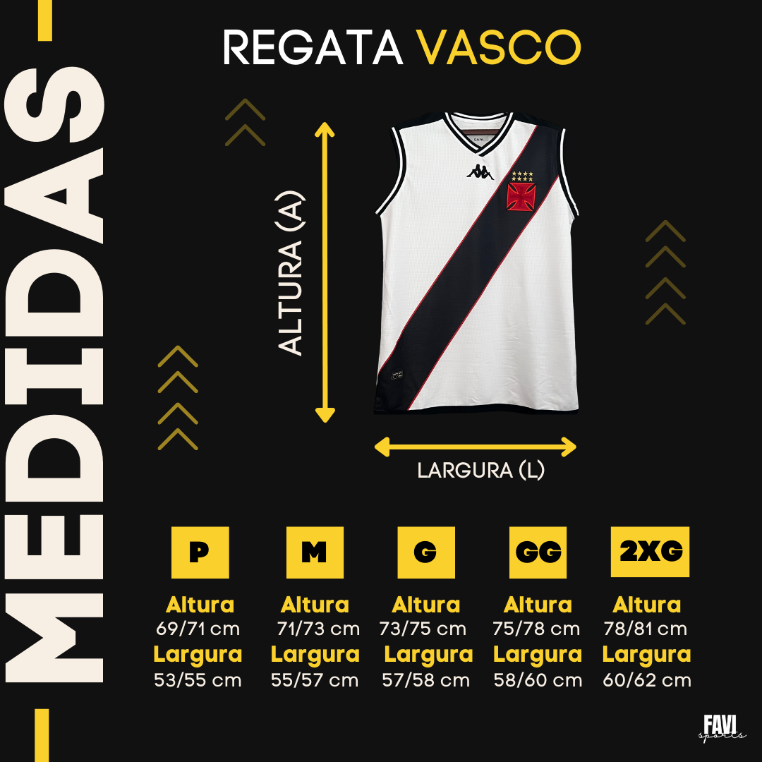 regata vasco tamanhos